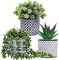 3-Piece Artificial Succulent Set – Modern Greenery in Black Geometric Pots